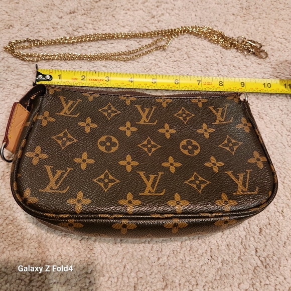 Vintage Monogram Pochette Clutch/Crossbody Purse With Gold Chain. - Picture 3 of 10